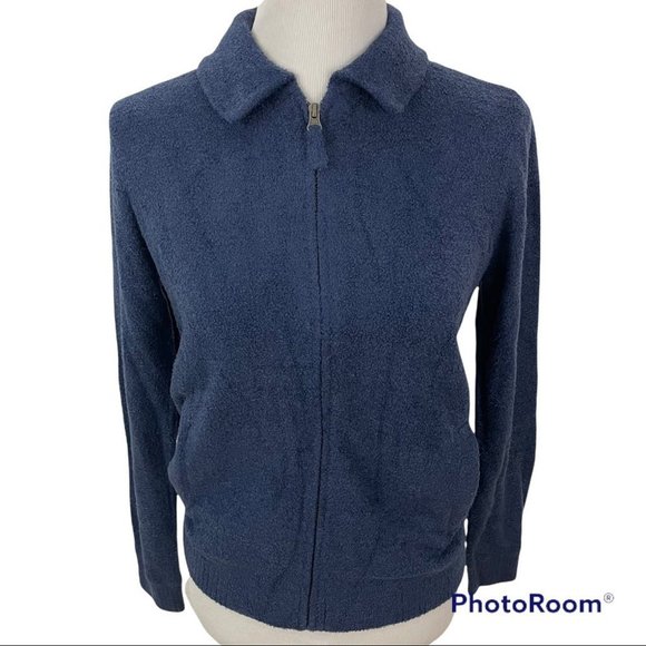 Barefoot Dreams CozyChic Lite Zip Up Jacket Blue Marine 1X NWT - Picture 2 of 9